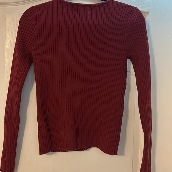 Red Hollister Lace Up Ribbed Long Sleeve Shirt - Picture 6 of 9